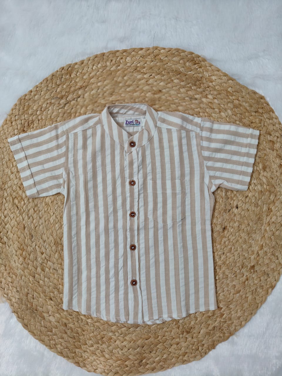 Classic Beige & White Vertical Striped image 1