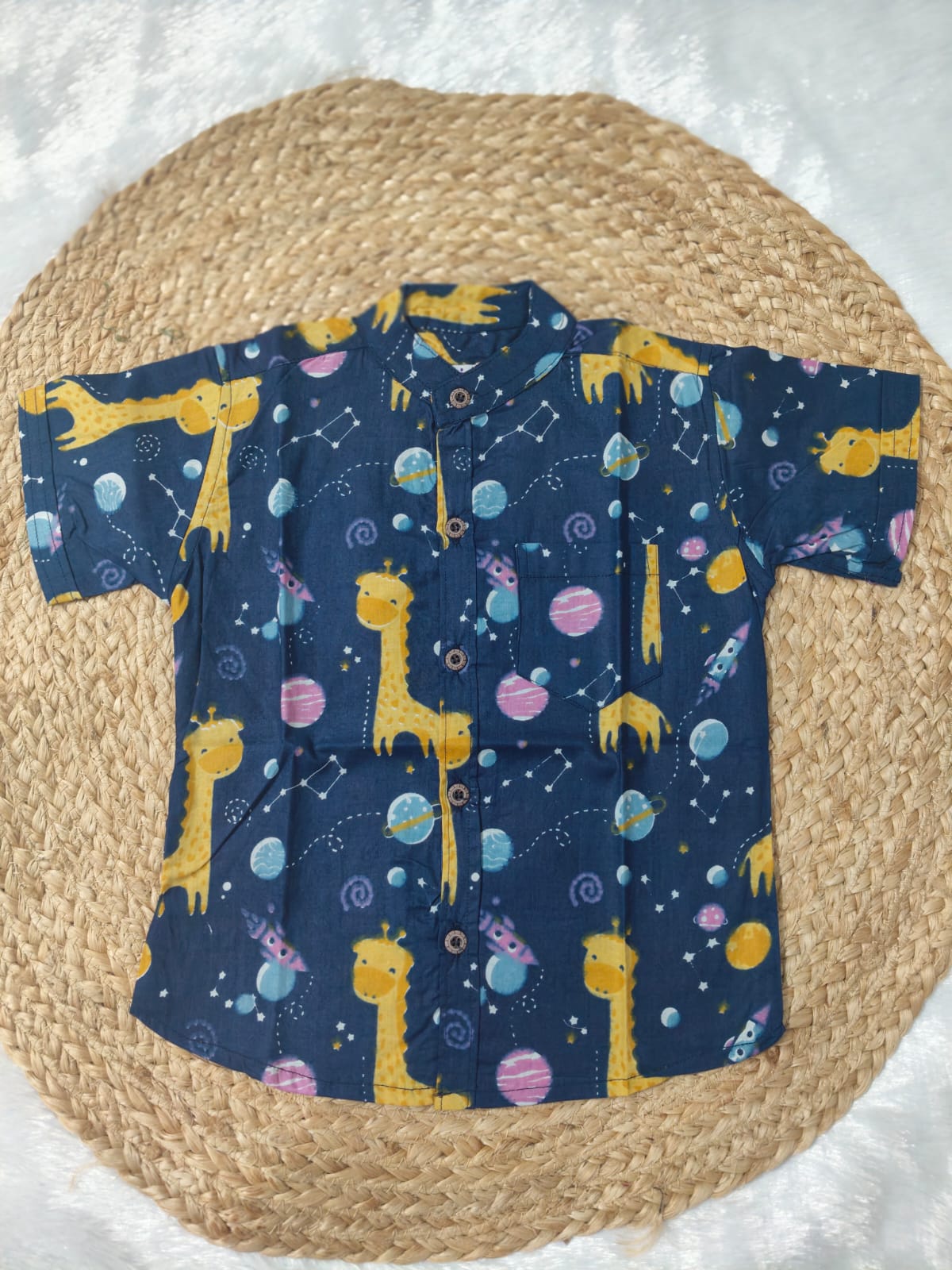 Navy Blue Space Giraffe & Galaxy