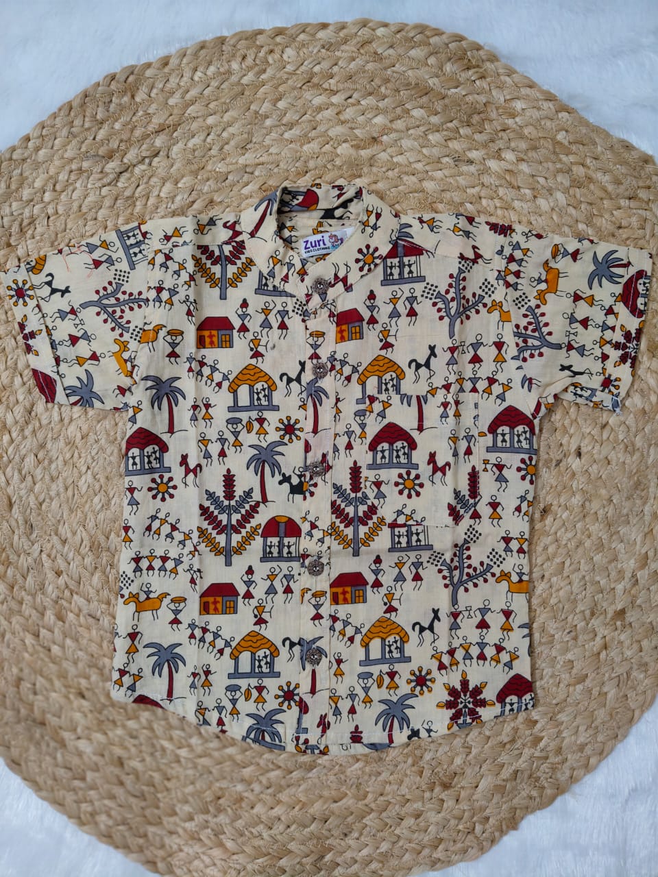 Beige Warli Tribal Art